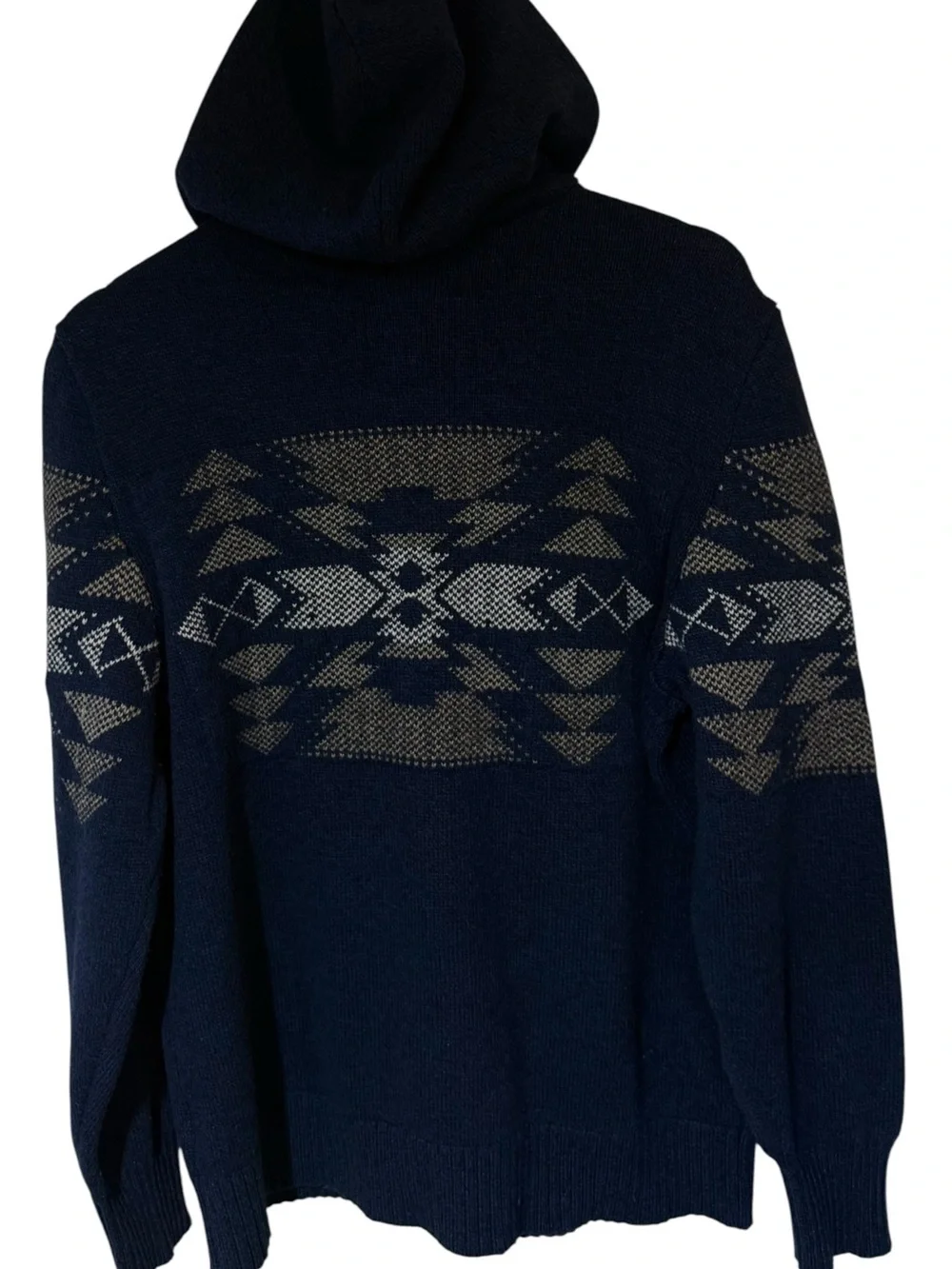 American Eagle Outfitters Men's Aztec Southwest Hooded Sweater Sz L Blue Tan